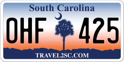 SC license plate OHF425