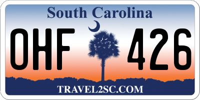 SC license plate OHF426