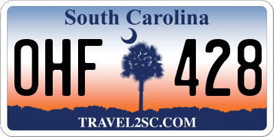 SC license plate OHF428