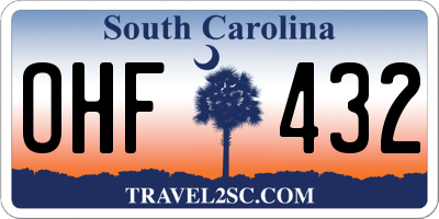 SC license plate OHF432