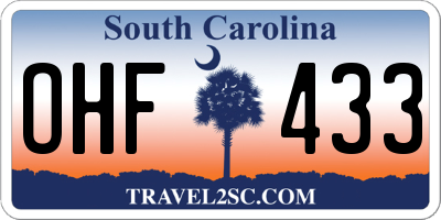 SC license plate OHF433