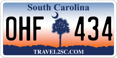 SC license plate OHF434