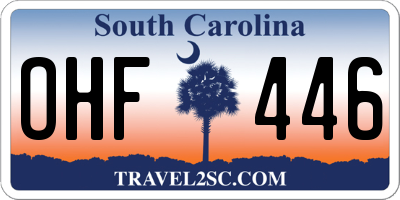 SC license plate OHF446