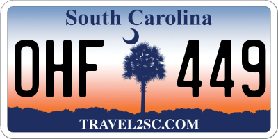 SC license plate OHF449