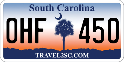 SC license plate OHF450