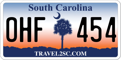 SC license plate OHF454