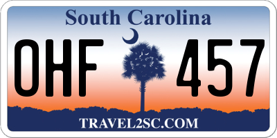 SC license plate OHF457