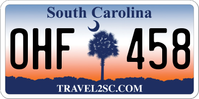 SC license plate OHF458