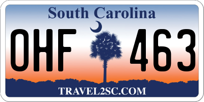 SC license plate OHF463