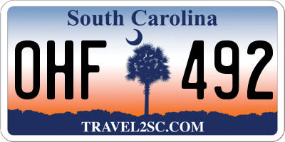SC license plate OHF492