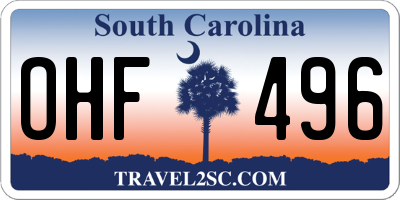 SC license plate OHF496