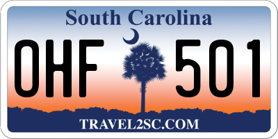 SC license plate OHF501