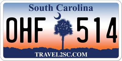 SC license plate OHF514