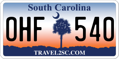 SC license plate OHF540