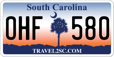 SC license plate OHF580