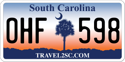 SC license plate OHF598