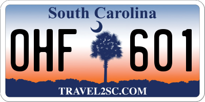 SC license plate OHF601