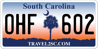 SC license plate OHF602