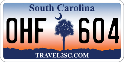 SC license plate OHF604