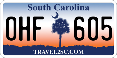 SC license plate OHF605