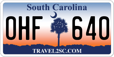 SC license plate OHF640