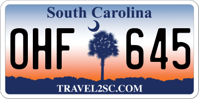 SC license plate OHF645