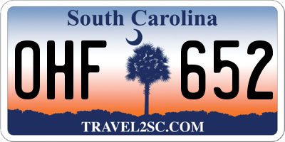 SC license plate OHF652