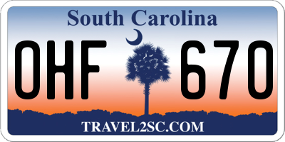 SC license plate OHF670