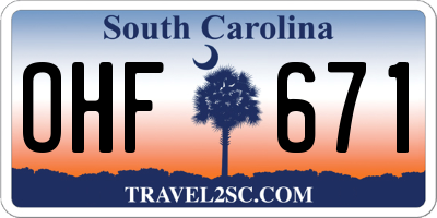 SC license plate OHF671