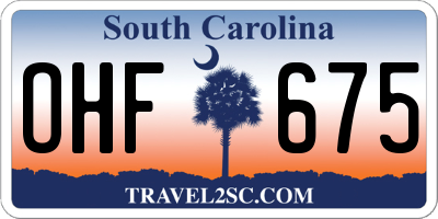 SC license plate OHF675