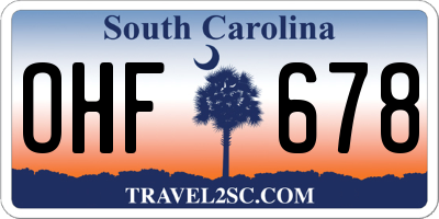 SC license plate OHF678