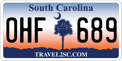 SC license plate OHF689
