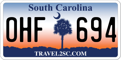 SC license plate OHF694