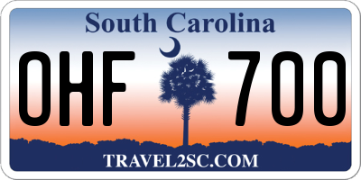 SC license plate OHF700