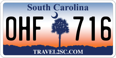 SC license plate OHF716