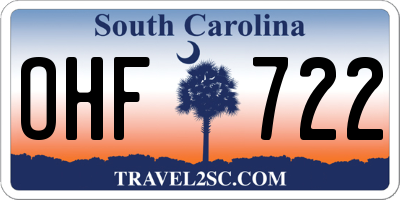 SC license plate OHF722