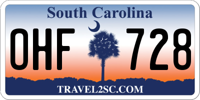 SC license plate OHF728