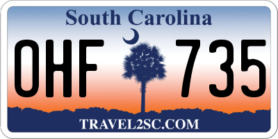 SC license plate OHF735