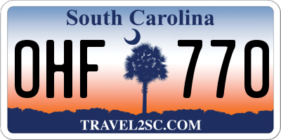 SC license plate OHF770