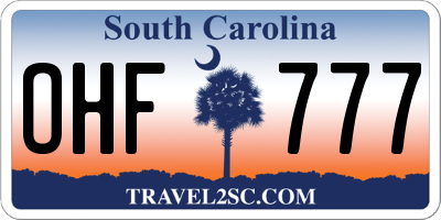 SC license plate OHF777