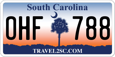 SC license plate OHF788