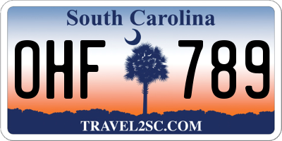 SC license plate OHF789