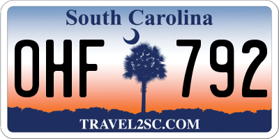 SC license plate OHF792