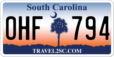 SC license plate OHF794