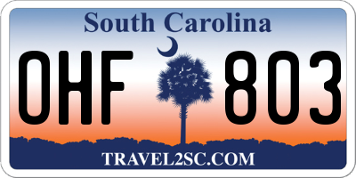 SC license plate OHF803