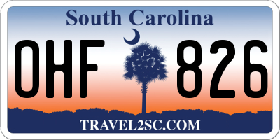 SC license plate OHF826