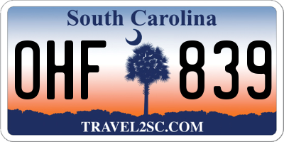 SC license plate OHF839