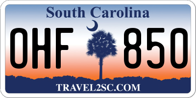 SC license plate OHF850