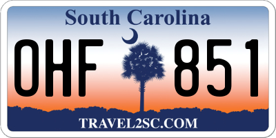 SC license plate OHF851