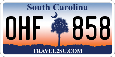 SC license plate OHF858